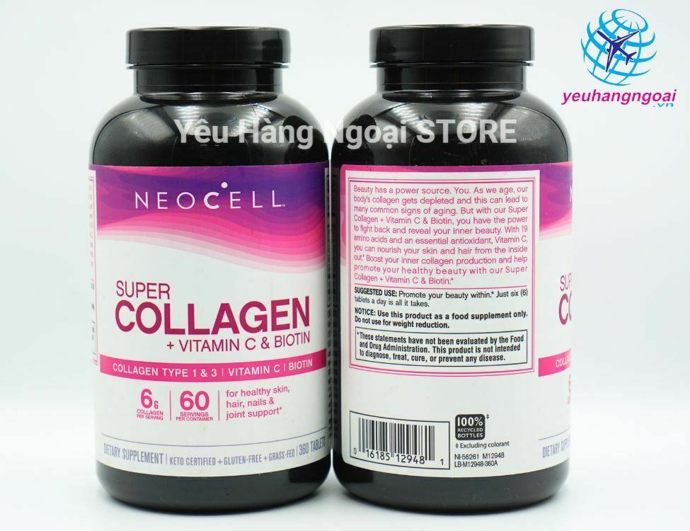 Viên Uống Collagen + Vitamin C &Amp; Biotin 360 Viên Của Neocell Mỹ 