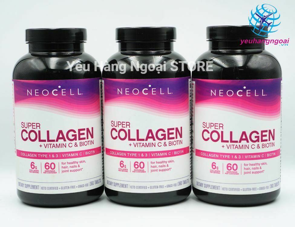 Viên Uống Collagen + Vitamin C &Amp; Biotin 360 Viên Của Neocell Mỹ