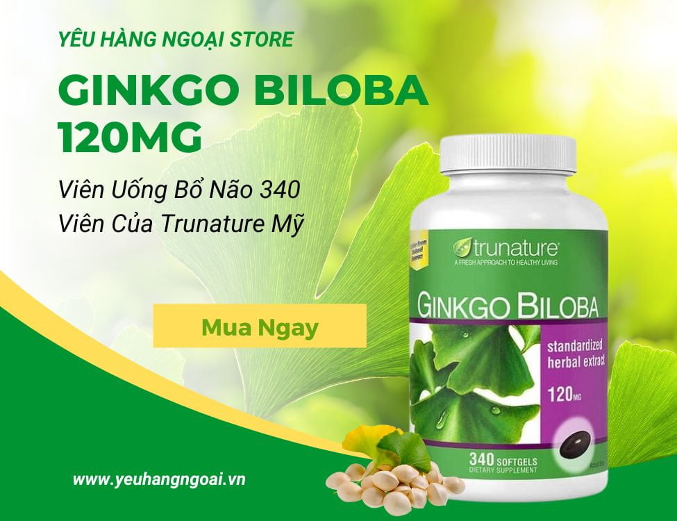 Viên Uống Bổ Não Ginkgo Biloba 120mg 340 Viên Trunature Của Mỹ 2 ginkgo biloba 120mg cua my