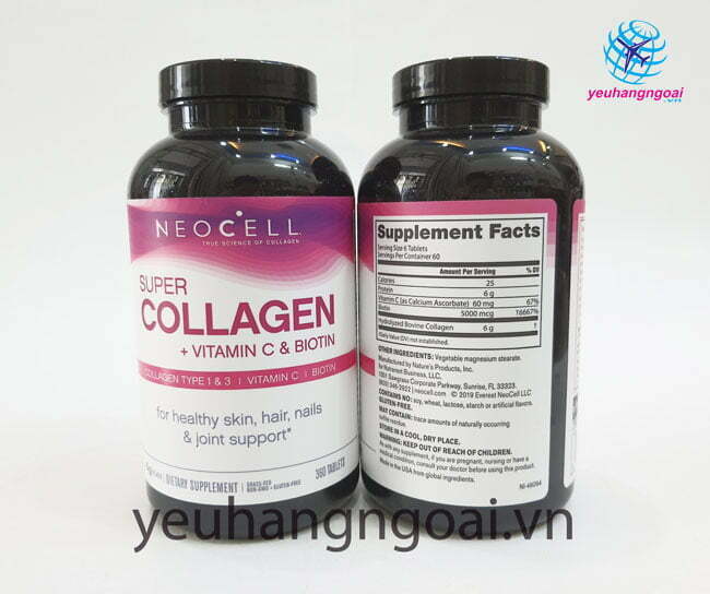 Hình Thật Mặt Trước Sau Super Collagen C Type 1&Amp;3 360 Viên Neocell