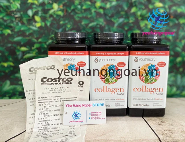 Viên Uống Bổ Sung Collagen Youtheory + Biotin 390 Viên Type 1, 2 & 3 Của Mỹ. 8 Collagen Youtheory 390 viên