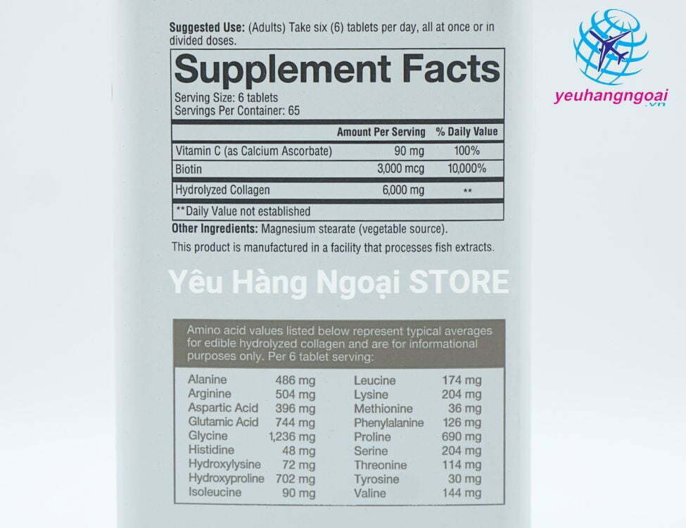Thanh Phan Collagen Youtheory 390 Tablets