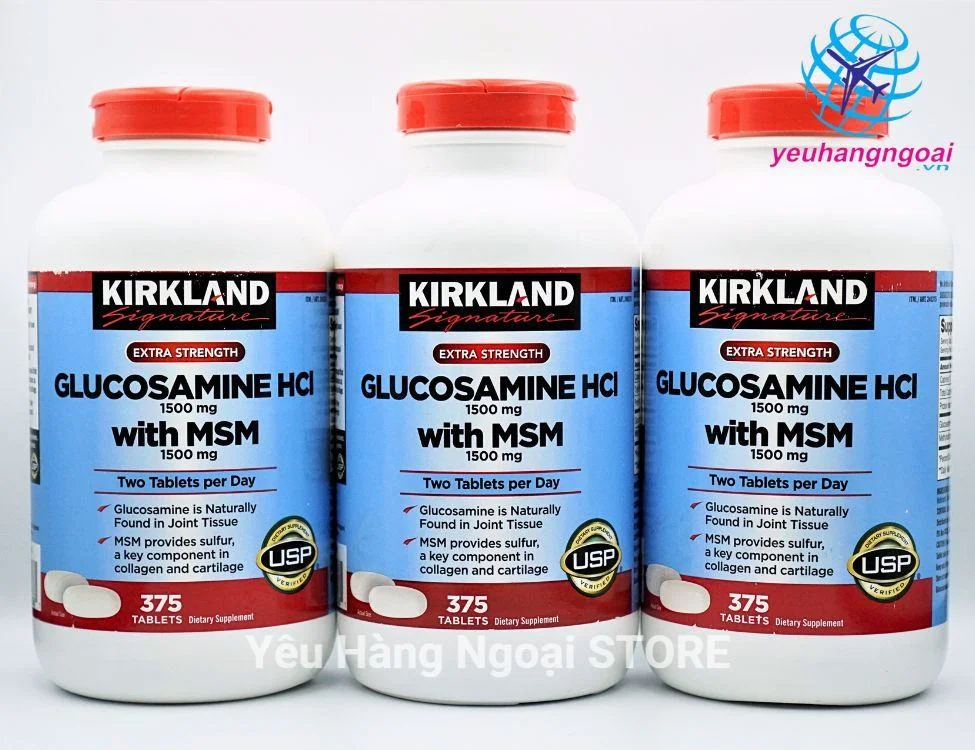 Vien Uong Bo Xuong Khop Glucosamine Hcl 1500Mg 375 Vien My Glucosamine 1500Mg Hcl With Msm Kirkland Signature