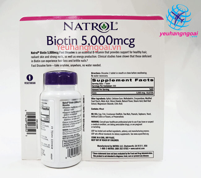 Hình Thật Thành Phần Thuốc Mọc Tóc Biotin 5000 Mcg