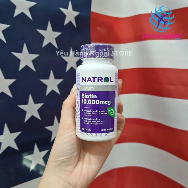 Natrol Biotin 10000mcg 100 Viên Hỗ Trợ Mọc Tóc, Móng Chắc Khỏe Của Mỹ. 1 Biotin 10,000mcg Natrol 100 Tablets