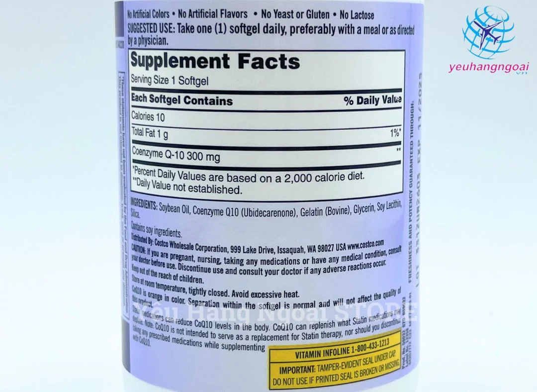 Viên Uống Hỗ Trợ Tim Mạch CoQ10 300mg 100 Viên Kirkland Của Mỹ. 4 Thuốc Bổ Tim Coq10 300mg Kirkland Của Mỹ Thành Phần
