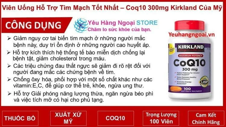 Viên Uống Hỗ Trợ Tim Mạch CoQ10 300mg 100 Viên Kirkland Của Mỹ. 5 Cong dung vien uong ho tro tim mach CoQ10 300mg Kirkland cua My