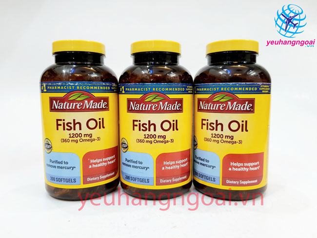Dầu Cá Cao Cấp Fish Oil 1200 Mg 360 Mg Omega 3 Nature Made 200 Viên