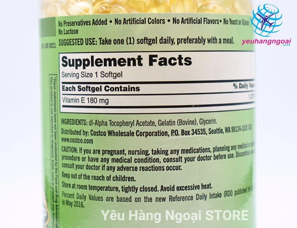 Thanh Phan Vitamin E 400iu Kirkland Signature