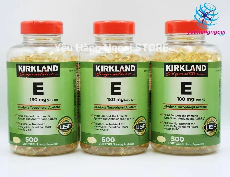 Viên Uống Bổ Sung Vitamin E 180mg (400 IU) 500 Viên Của Kirkland Signature Mỹ. 1 Vitamin E 400iu Kirkland Signature