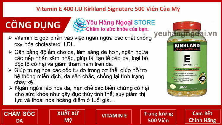 Vitamin E 400 Iu Kirkland Signature 500 Vien Cua My