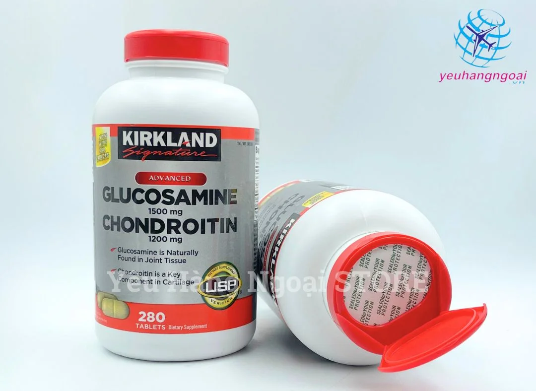 Glucosamine 1500mg Chondroitin 1200mg Của Kirkland Signature 280 Viên Mỹ. 2 Glucosamine 1500mg Chondroitin 1200mg Của Kirkland Signature 280 Viên Mỹ 2 Lọ