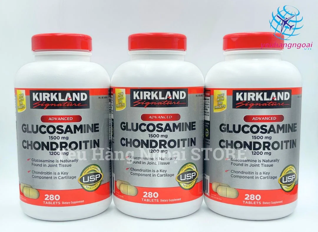 Glucosamine 1500mg Chondroitin 1200mg Của Kirkland Signature 280 Viên Mỹ. 1 Glucosamine 1500mg Chondroitin 1200mg Của Kirkland Signature 280 Viên Mỹ