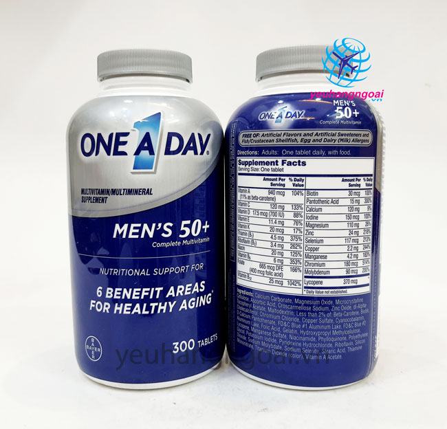 Hình Thật Mặt Trước Sau Viên Uống Vitamine Tổng Hợp One A Day Men 50+