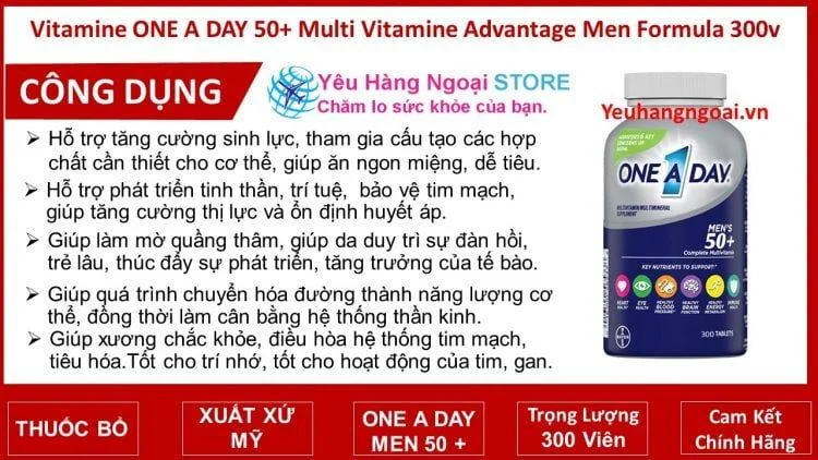 Vitamin Tổng Hợp Dành Cho Nam Trên 50 Tuổi One A Day Men 50+ 300 Viên Của Mỹ (mẫu mới). 4 Cong dung One A Day Men's 50