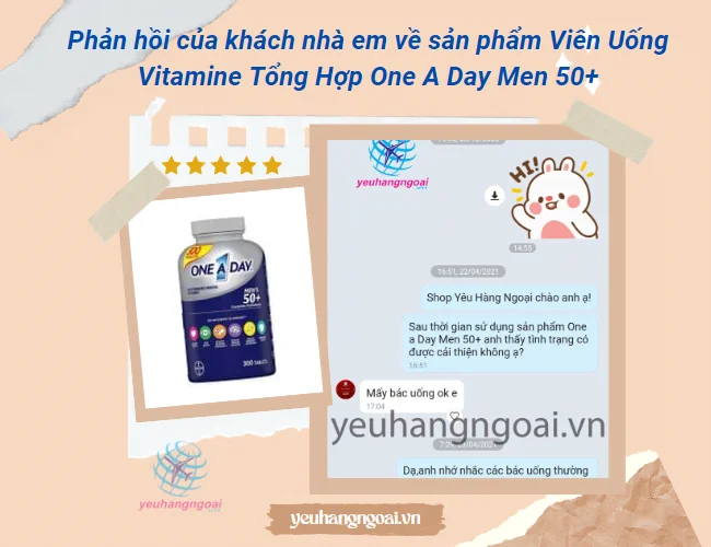 Vitamin Tổng Hợp Dành Cho Nam Trên 50 Tuổi One A Day Men 50+ 300 Viên Của Mỹ (mẫu mới). 3 Review thuoc One A Day men's 50+