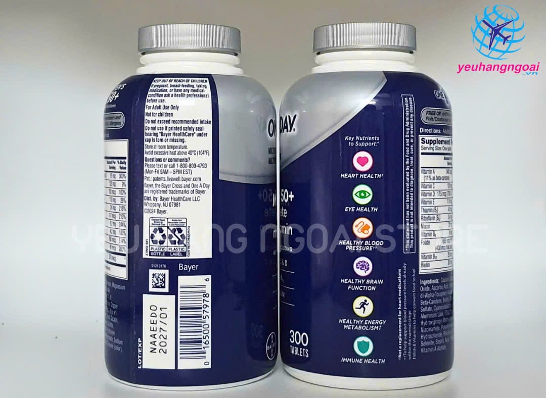 Vitamin Tổng Hợp Dành Cho Nam Trên 50 Tuổi One A Day Men 50+ 300 Viên Của Mỹ (mẫu mới). 7 Z7221819555465 B769ae0f35dd790ad861045d20376558