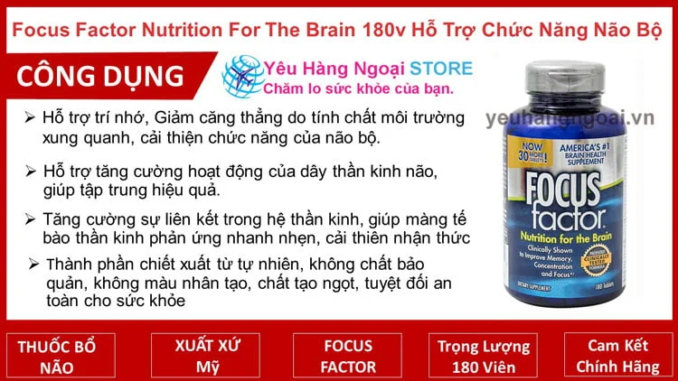 Viên Uống Bổ Não Focus Factor Nutrition For The Brain 180 Viên Của Mỹ ( Mẫu Mới Nhất ). 5 Focus Factor Nutrition For The Brain 180 Viên