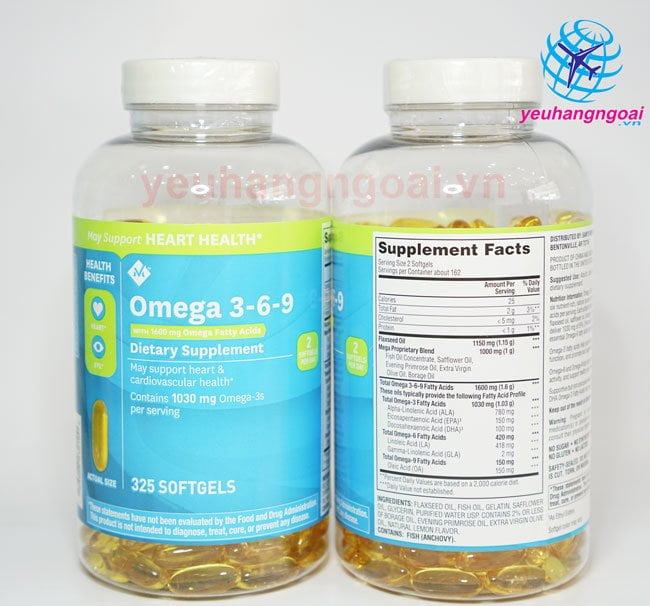 Omega 3 6 9 Supports Heart Health 1600Mg 325 Viên3