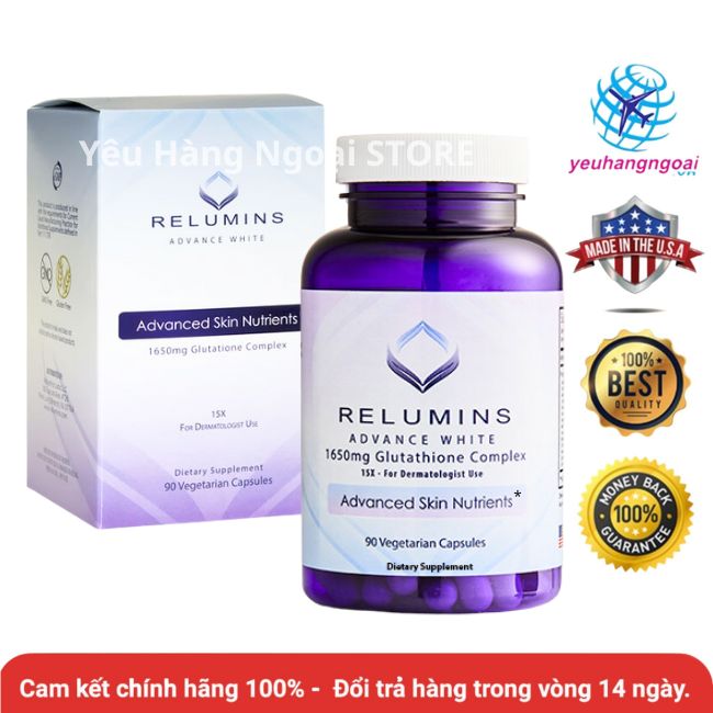 Viên Uống Trắng Da Relumins Advance White Glutathione 90 Viên Của Mỹ. 1 relumins
