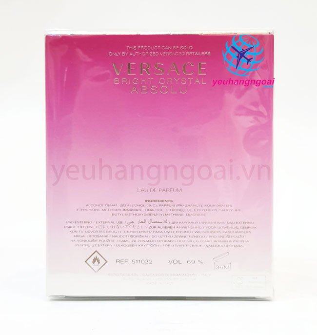 Hình Thật Thành Phần Nước Hoa Versace Bright Crystal Absolu 90ml