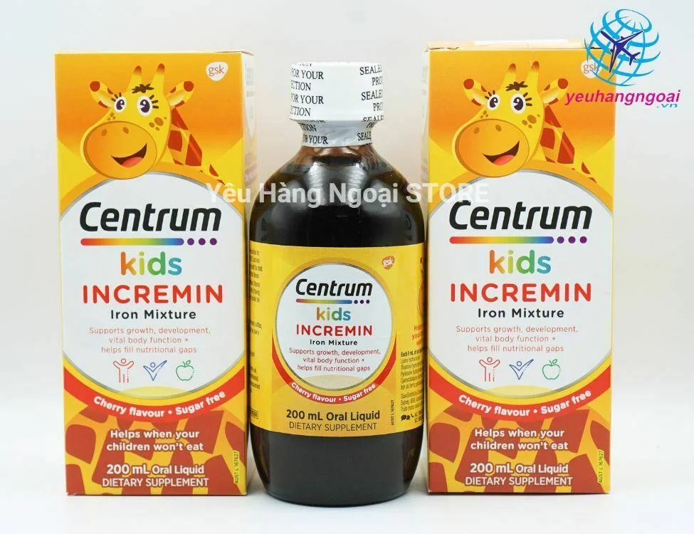 Siro Centrum Kids Incremin Iron Mixture Dành Cho Trẻ Biếng Ăn 200ml Của Úc. 2 Siro Cho Bé Biếng Ăn Centrum Kids Incremin 200ml Của Úc