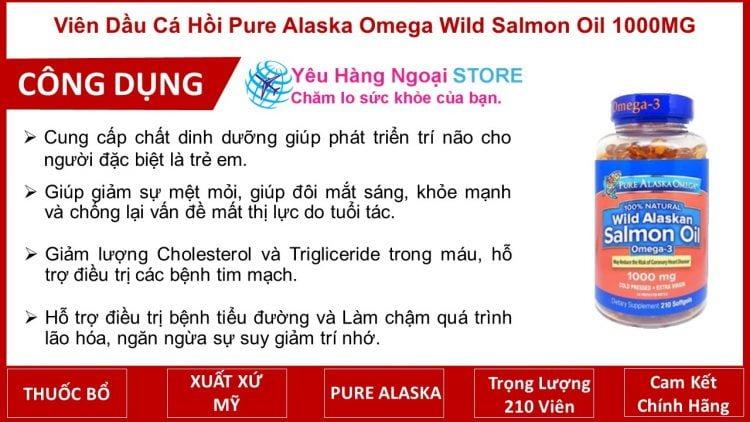 Vien Dau Ca Hoi Pure Alaska Omega Wild Salmon Oil 1000mg 