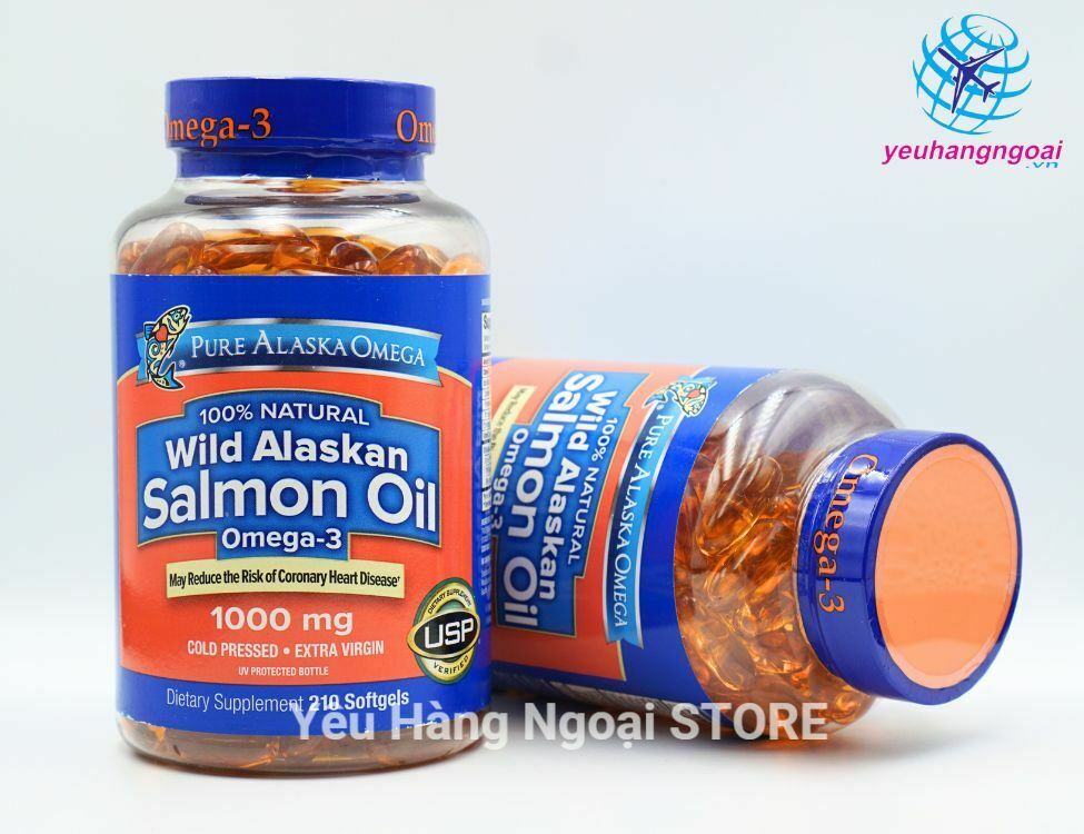 Viên Dầu Cá Hồi Salmon Oil Wild Alaskan Omega 3 210 Viên Của Pure Alaska Omega Mỹ 