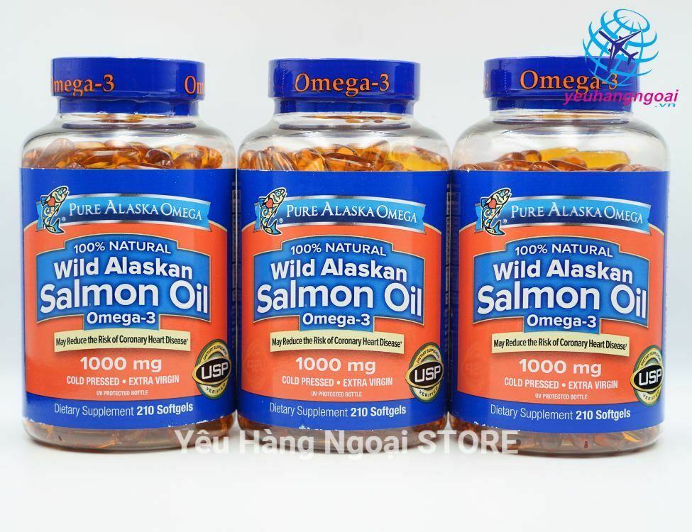 Viên Dầu Cá Hồi Salmon Oil Wild Alaskan Omega 3 210 Viên Của Pure Alaska Omega Mỹ
