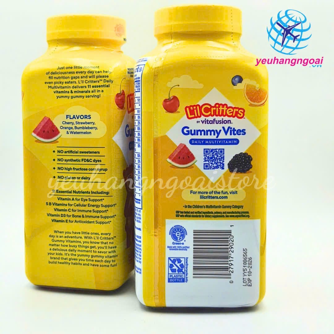 Kẹo Dẻo Vitamin Tổng Hợp L'il Crittres Gummy Vites 300 V Của Mỹ Cho Trẻ Từ 2 Tuổi. 3 Z6950317478413 376bb03fcf064314450676e3744471d7
