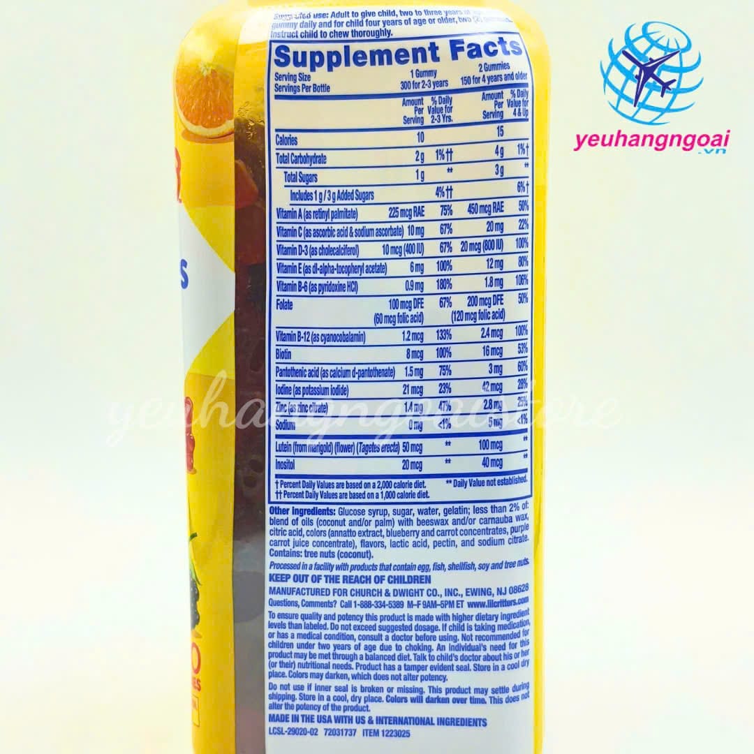 Kẹo Dẻo Vitamin Tổng Hợp L'il Crittres Gummy Vites 300 V Của Mỹ Cho Trẻ Từ 2 Tuổi. 6 Z6950317484732 53d9183199a1168e88f7fe328a763f4c
