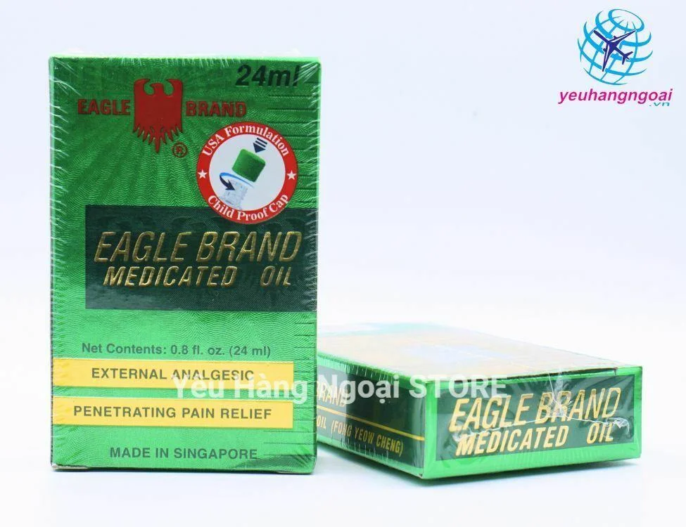 Dau Gio Xanh 2 Nap Eagle Brand Medicated Oil 24ml Cua My