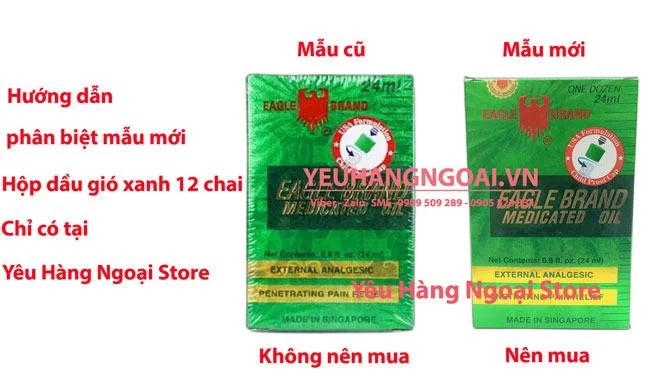Dau Gio Xanh 2 Nap Eagle Brand Medicated Oil 24ml Cua My