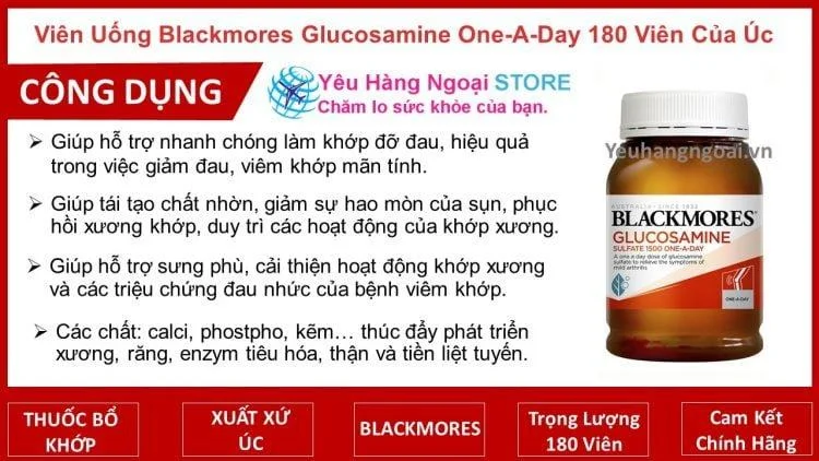 Vien Uong Bo Xuong Khop Glucosamine Sulfate 1500 One A Day 180 Vien Cua Blackmores Uc Vien Uong Bo Xuong Khop Glucosamine Sulfate 1500 One A Day 180 Vien Cua Blackmores Uc