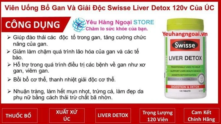 Vien Uong Bo Gan Va Giai Doc Swisse Liver Detox 120v Cua Uc