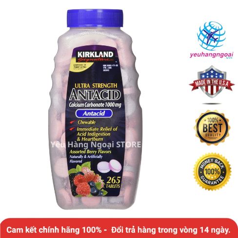 Viên Nhai Điều Trị Dạ Dày Kirkland Signature Ultra Strength Antacid 265 Viên Của Mỹ. 1 antacid-kirkland-265