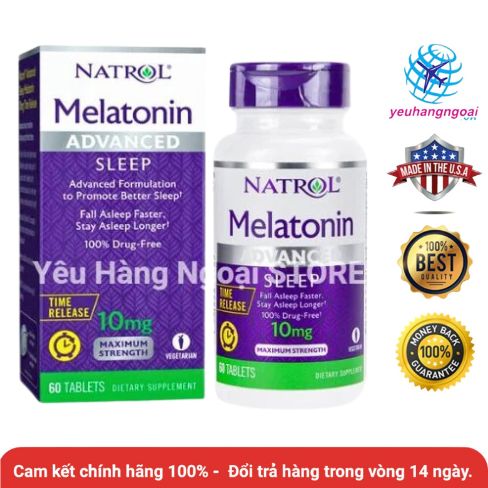 Viên Uống Hỗ Trợ Giúp Ngủ Ngon Melatonin Advanced Sleep 10mg 60 Viên Của Natrol Mỹ. 1 melatonin-10mg-60-tablets