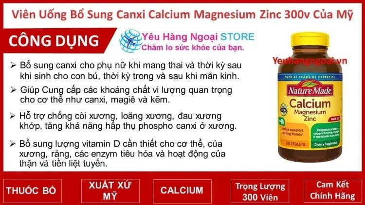 Vien Uong Bo Sung Canxi Calcium Magnesium Zinc With Vitamin D 300 Vien Cua My Vien Uong Bo Sung Canxi Calcium Magnesium Zinc With Vitamin D 300 Vien Cua My