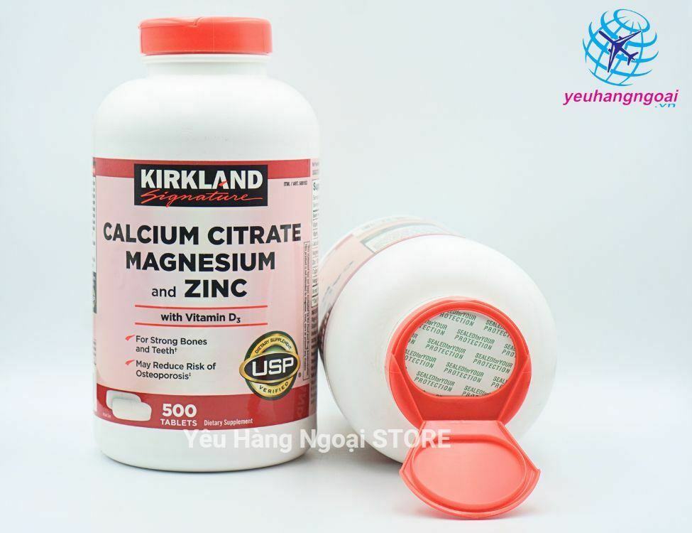 Viên Uống Bổ Sung Calcium Citrate Magnesium And Zinc 500 Viên Của Kirkland Signature Mỹ (2)