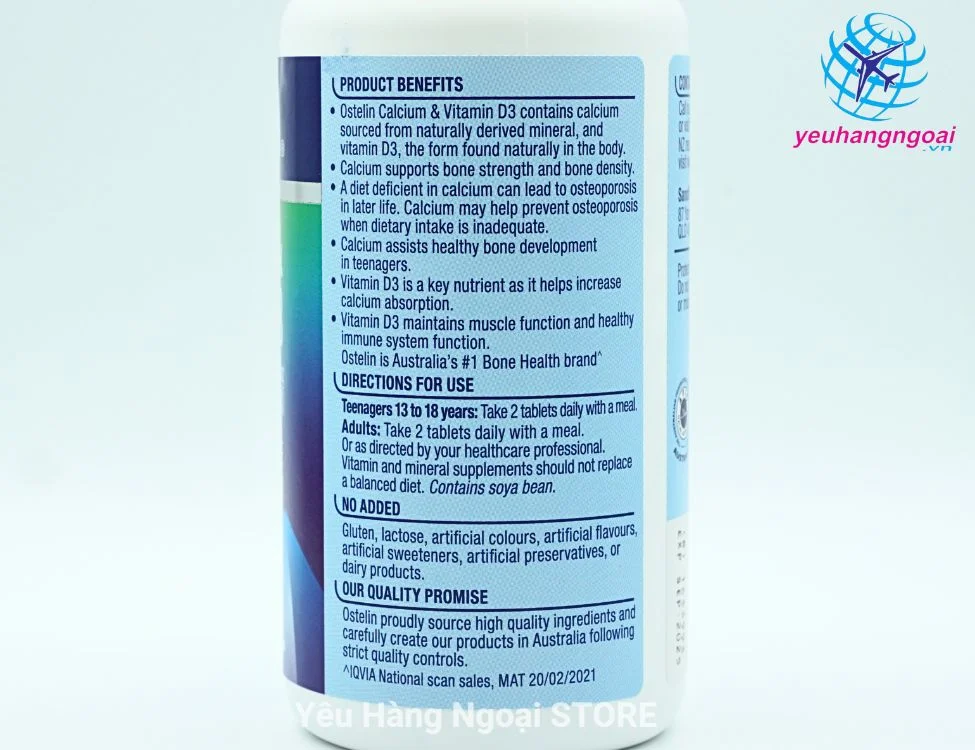 Viên Uống Bổ Sung Calcium Vitamin D3 Ostelin 130 Viên Của Úc Viên Uống Bổ Sung Calcium Vitamin D3 Ostelin 130 Viên Của Úc