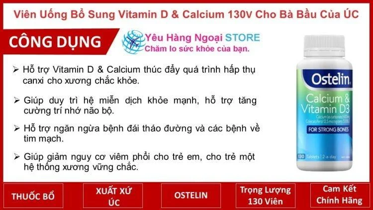 Vien Uong Bo Sung Vitamin D Calcium 130V Cho Ba Bau Cua Uc Vien Uong Bo Sung Vitamin D Calcium 130V Cho Ba Bau Cua Uc
