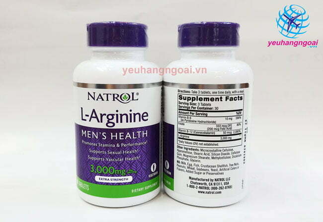 Mặt Trước Sau Viên Uống Natrol L Arginine 3000Mg