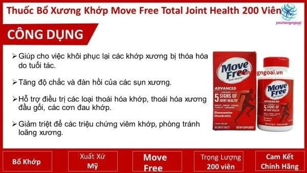 Viên Uống Move Free Total Joint Health 200 Viên Của Mỹ. 4 Cong dung cua thuoc Move Free 200 vien cua My