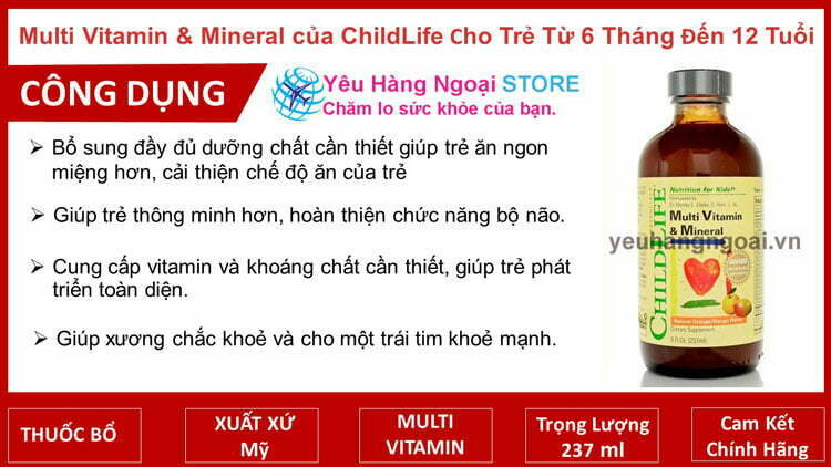 Vitamin Tong Hop Multi Vitamin Mineral Cua Childlife My Cho Tre Tu 6 Thang Den 12 Tuoi