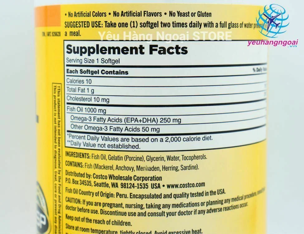 Fish Oil 1000mg 400 Vien Cua Kirkland Signature My 4