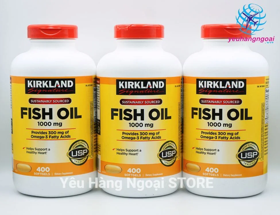 Dầu Cá Fish Oil 1000mg Kirkland Signature 400 Viên Của Mỹ. 1 Fish Oil 1000mg 400 Viên Của Kirkland Signature Mỹ