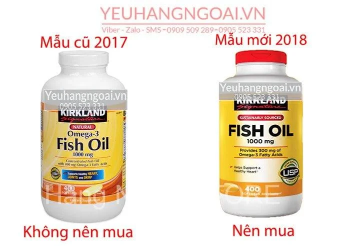 Dầu Cá Fish Oil 1000mg Kirkland Signature 400 Viên Của Mỹ. 2 mau moi fish oil 2018