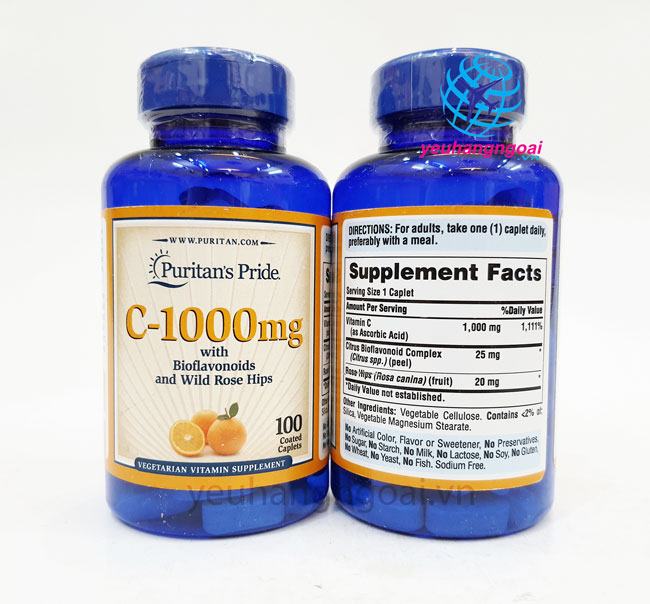Hình Thật Mặt Trước Sau Viên Uống Vitamin C – 1000Mg With Bioflavonoids &Amp; Wild Rose Hips