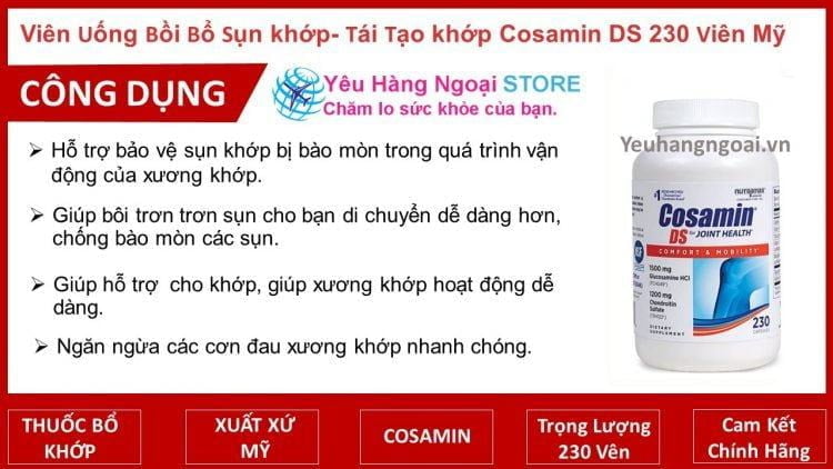 Cosamin Ds 230 Viên Của Mỹ Cong dung cua thuoc Cosamin DS For Joint Health