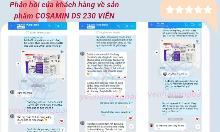 Review phan hoi ve san pham Cosamin DS 230 vien ben shop Phan hoi cua khach da mua Cosamin DS For Joint Health tai Yeu Hang Ngoai STORE
